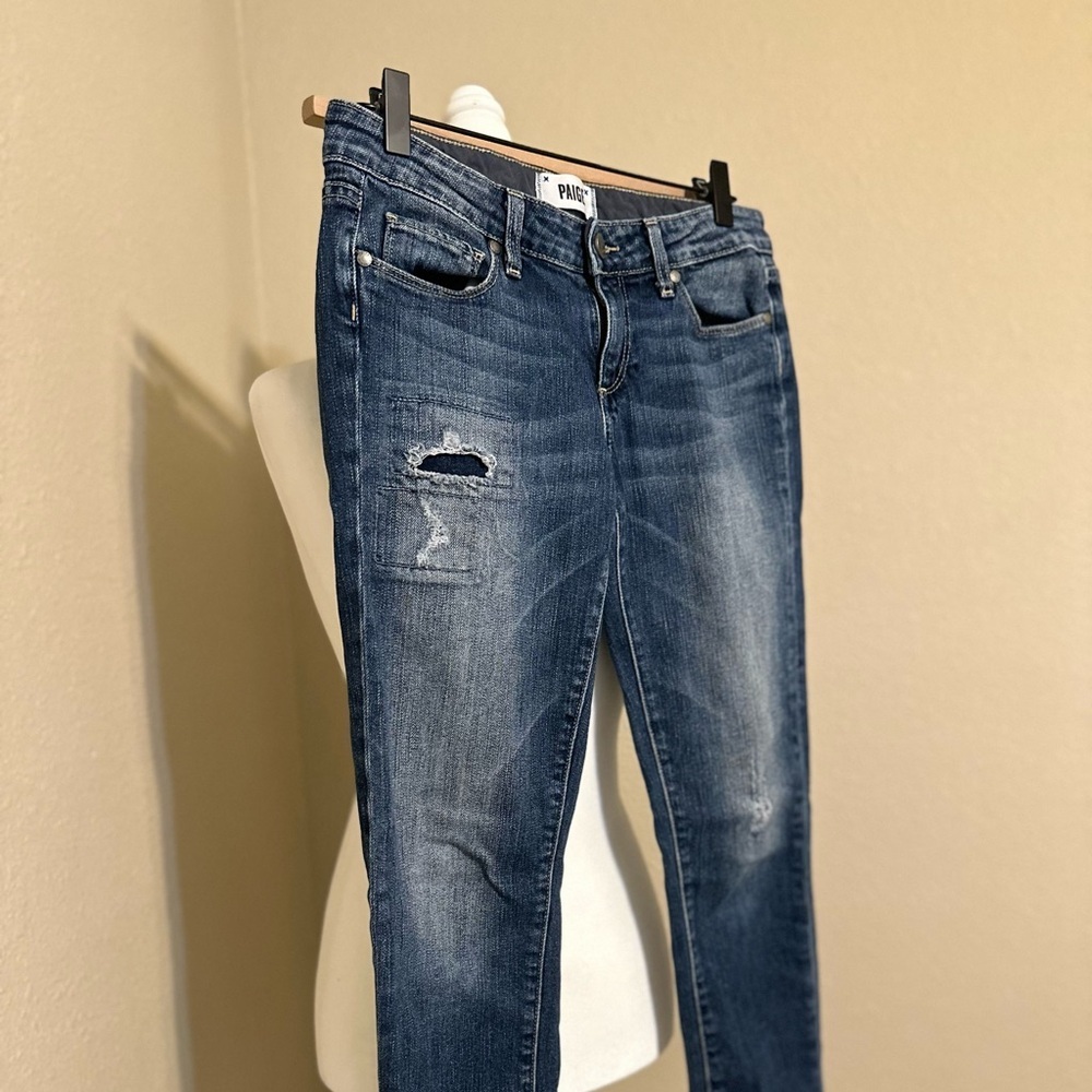 Paige Skyline Ankle Peg (Jessie Tear & Repair) Skinny Jeans Size: 26